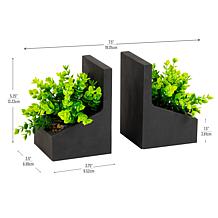 Mind Reader Planter Bookends with Faux Greenery Decorative Set of 2
