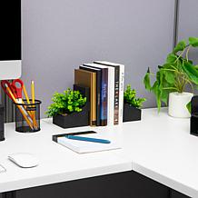 Mind Reader Planter Bookends with Faux Greenery Decorative Set of 2