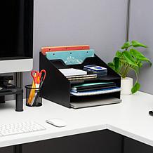 Mind Reader Plastic Desktop Organizer Vertical File Holder Pink