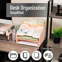 Mind Reader Plastic Desktop Organizer Vertical File Holder Pink