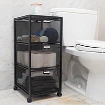 Mind Reader Rolling File Cabinet with 3 Drawers, Black