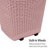 Mind Reader Rolling Laundry Basket with Cutout Handle