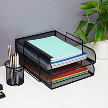 Mind Reader Stackable Paper Tray Desktop Organizer File Storage 4 Pcs