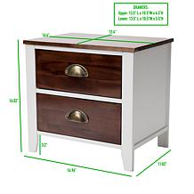 Mind Reader Wood Double-Drawer Nightstand / Side Table 2-Pack, White