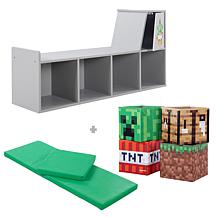 Minecraft: Storage Bench - Wooden Storage w/ Cushioned Reading Shelf