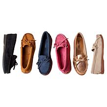 Minnetonka® Tie Slip-On Genuine Suede Moccasin Loafer