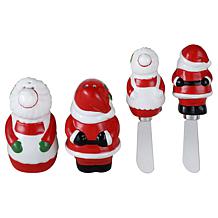 Mr. Christmas Salt & Pepper Shakers with Spreaders Set