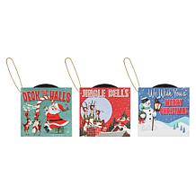 Mr. Christmas Set of 3 Magical Musical Record Ornaments