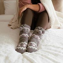 Muk Luks Women's Chunky Fairisle/Cable Mix Cabin Socks