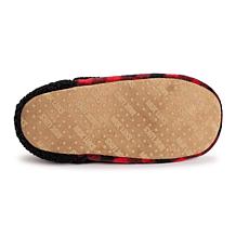 MUK LUKS Women's Flannel Plaid Slipper with Berber heel - Ebony