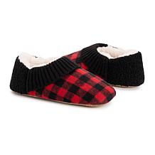 MUK LUKS Women's Flannel Plaid Slipper with Berber heel - Ebony