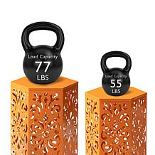 Multi-Functional Set of 2 Orange Iron Cutout Hexagonal Garden Stools
