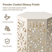 Multi-Functional Set of 2 White Iron Hexagonal Garden Stools