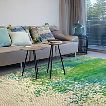 My Magic Carpet Hazel Chevron Teal Washable Area Rug 5'x7'