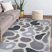My Magic Carpet Kyoa Grey Olive Washable Area Rug 5'x7'
