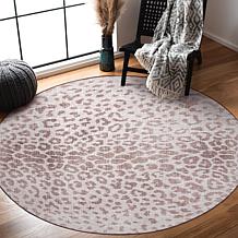 My Magic Carpet Miya Leopard Washable Round Area Rug 6'