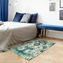 My Magic Carpet Ochre Ikat Washable Area Rug 3'x5'