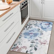 My Magic Carpet Sasha Floral Cream Blue Washable Area Rug 3'x5'