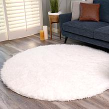 My Magic Carpet Shag White Washable Round Area Rug 6'