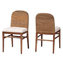 Nadim Acacia Wood Dining Chair with Seagrass Backrest