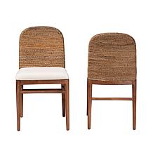 Nadim Acacia Wood Dining Chair with Seagrass Backrest