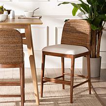 Nadim Rustic Acacia Wood & Seagrass Counter Stool