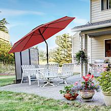 Nature Spring 10' Patio Umbrella with LED Lights - Red