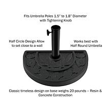 Nature Spring 20 lb. Half Round Patio Umbrella Base - Black