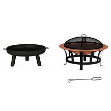 Nature Spring 27.5" Round Outdoor Fire Pit - Black