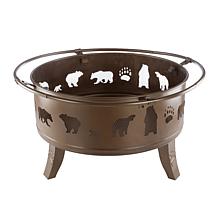 Nature Spring 32" Round Outdoor Bear Fire Pit - Tan