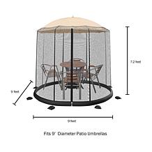 Nature Spring 9' Patio Umbrella Bug Net - Black