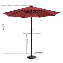 Nature Spring 9' Patio Umbrella with LED Lights - Red