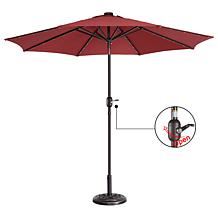 Nature Spring 9' Patio Umbrella with LED Lights - Red