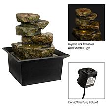 Nature Spring LED Tabletop Rock Water Fountain - Black