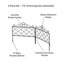 Nature Spring Metal Garden Fencing Panels for Decorative Edging 5-Pack