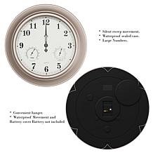 Nature Spring Silver Clock Thermometer Hygrometer - Silver