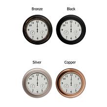Nature Spring Silver Clock Thermometer Hygrometer - Silver