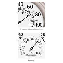 Nature Spring Silver Clock Thermometer Hygrometer - Silver