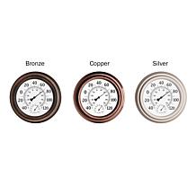 Nature Spring Silver Clock Thermometer Hygrometer - Silver