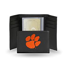 NCAA Embroidered Leather Trifold - Clemson