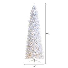 Nearly Natural 10’ Slim White  Christmas Tree with 800 Lights