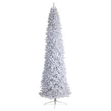 Nearly Natural 12’ Slim White  Christmas Tree with 1100 Lights