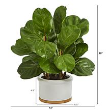 Nearly Natural 15” Artificial Fiddle Leaf Tree in White Planter
