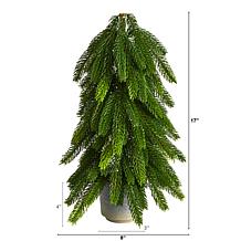 Nearly Natural 17” Christmas Pine Tree in Decorative Planter