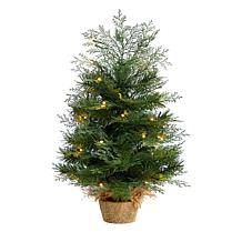 Nearly Natural 2 Ft. Christmas Tree in Burlap Base with 35 Lights