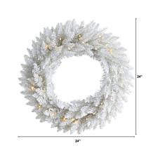 Nearly Natural 24” Colorado Spruce Christmas Wreath with 35 Warm LED 
