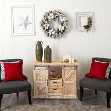 Nearly Natural 24 in. Flocked Poinsettia Wreath with 50 LED Lights