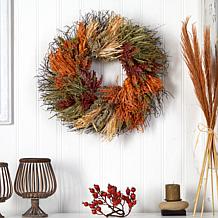 Nearly Natural 26 in. Sorghum Harvest Artificial Wreath