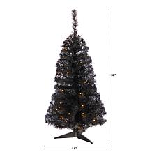 Nearly Natural 3’ Black  Christmas Tree with 50 LED Lights
