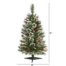 Nearly Natural 3 Ft. Frosted Swiss Pine Christmas Tree with 50 Lights